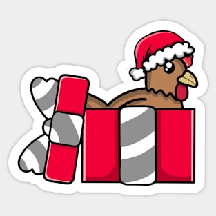 Cute Rhode Island Red Chicken in Christmas Gift Sticker